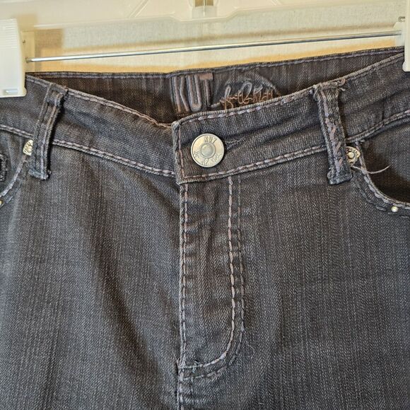 Kut From The Kloth Womens Jeans Size 10 Faded Black Bootcut Flare Embellished - Picture 2 of 9